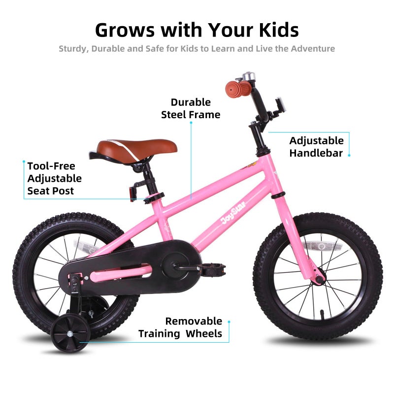JOYSTAR 12 Inch Kids Bike for Girls 2 3 4 Years Old Girls Bicycle with Training Wheels Toddlers Bikes Age 2-4 with Foot Brake Kids Cycle BMX Style Pink - Image 2
